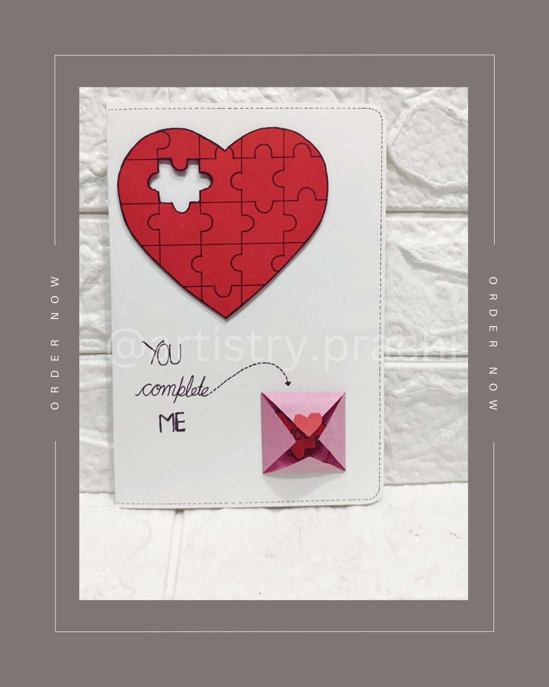 Puzzle heart card