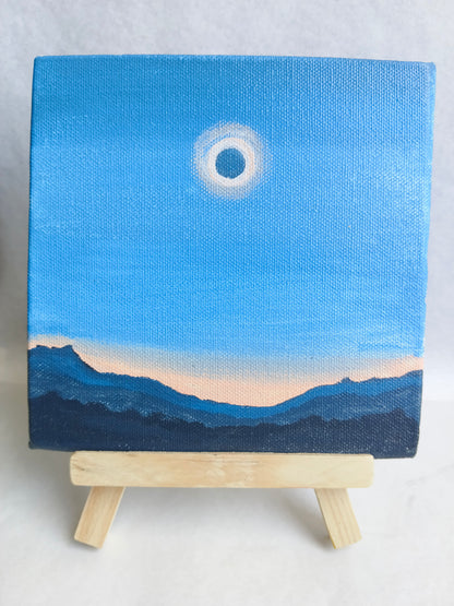 Handmade Eclipse Landscape Painting
