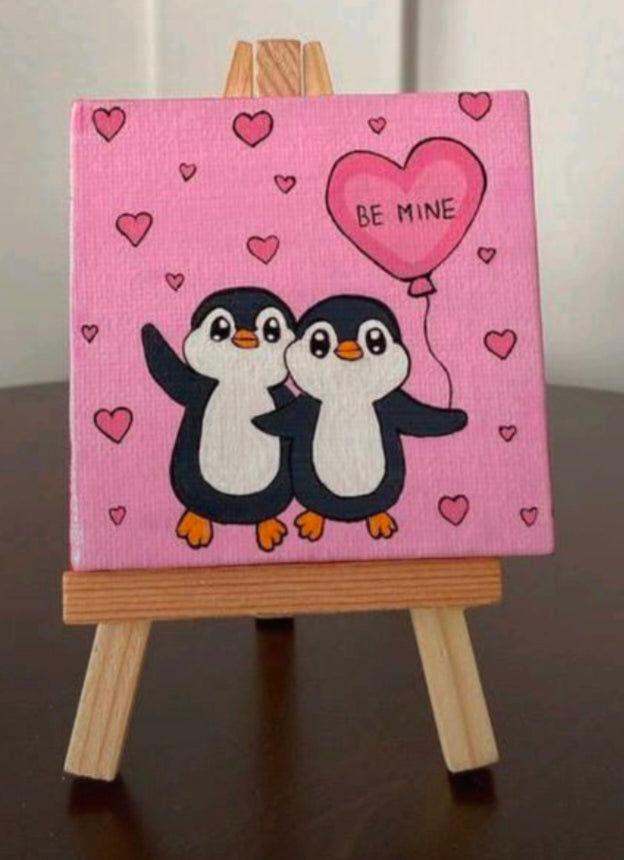 You & Me - Penguin Mini Canvas Painting