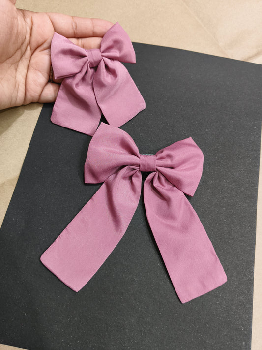 Blush Satin Hair Bows – Set of 2