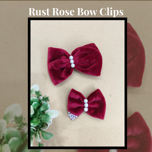 Rust Rose Bow Clips
