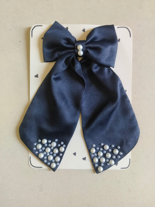 pearl hair bow clip