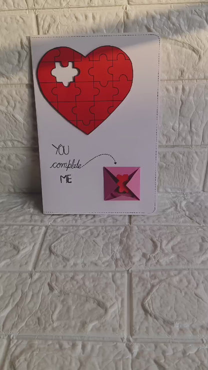 Puzzle heart card